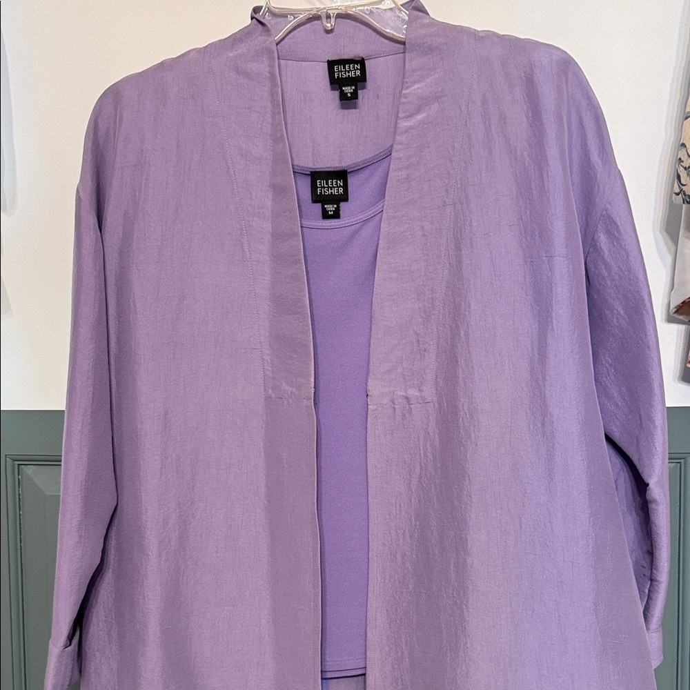 Eileen Fisher Lavender Jacket and Top (size small and medium)